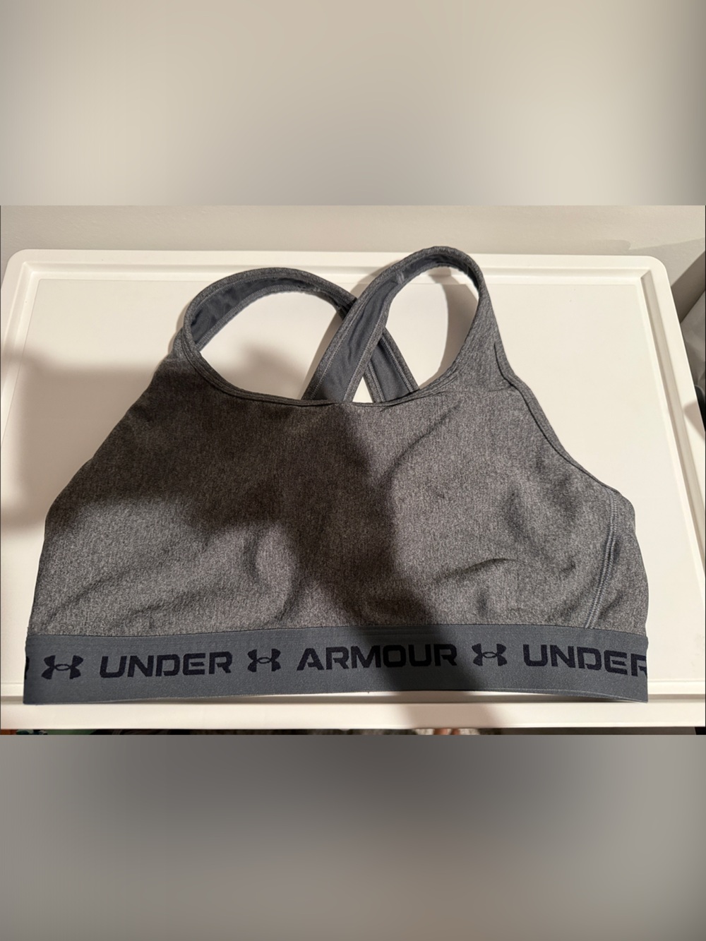 Under Armour Dark Gray Branded Elastic Band Sports Bra
